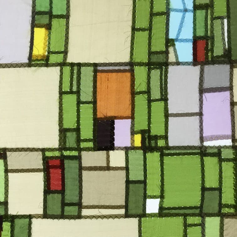 Jan R Carson, The Promise (detail), Stitched Silk Illuminated Textile, 36'H x 36"W, 2019